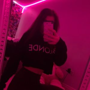 BLONDE cropped black sweater